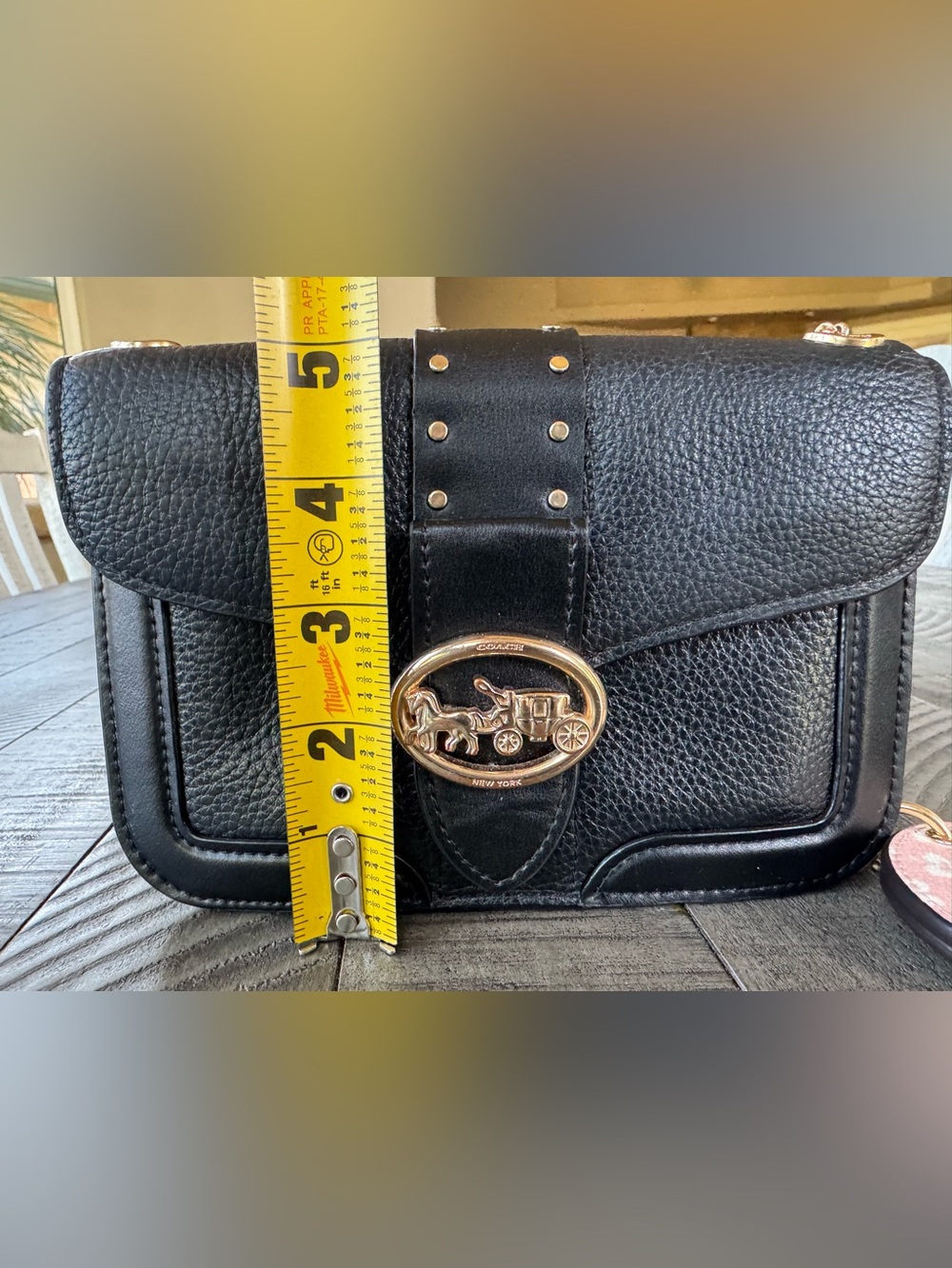 Coach Georgie Crossbody/Xbody Black Pebble/Leather Bag Purse With Rivets - Picture 11 of 16